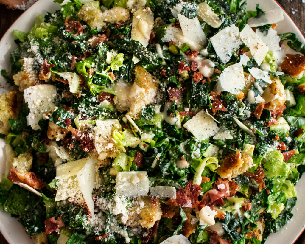 Roasted Garlic & Kale Caesar Salad