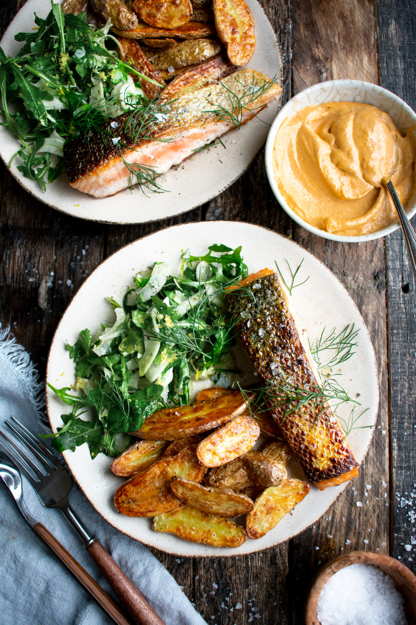 Seared Salmon with Roasted Potatoes & Paprika Aioli The Original Dish