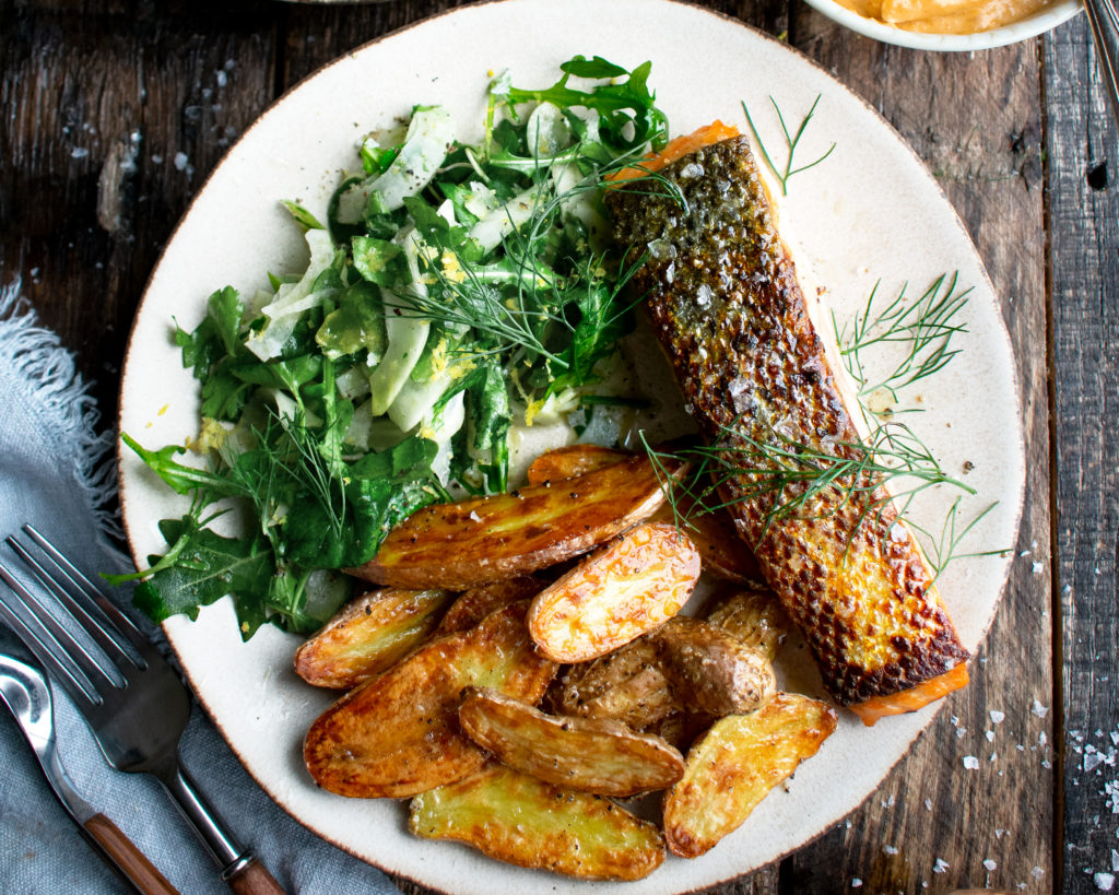 Seared Salmon with Roasted Potatoes