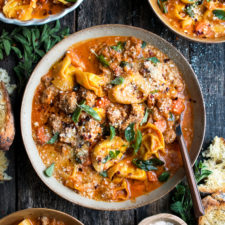 Creamy Tortellini Soup with Sausage & Spinach
