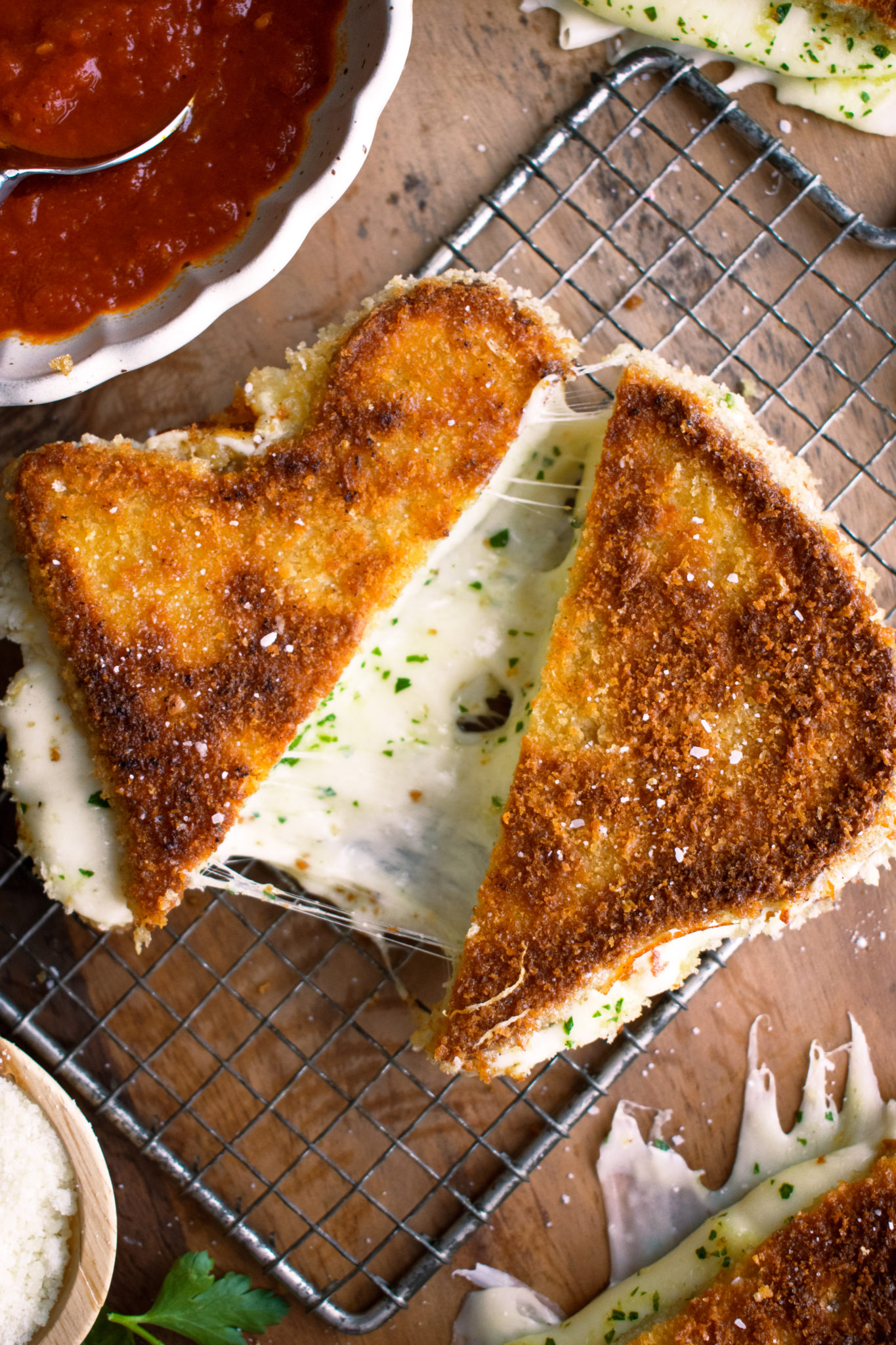 Fried Mozzarella Sandwiches on Herby Garlic Bread The Original Dish