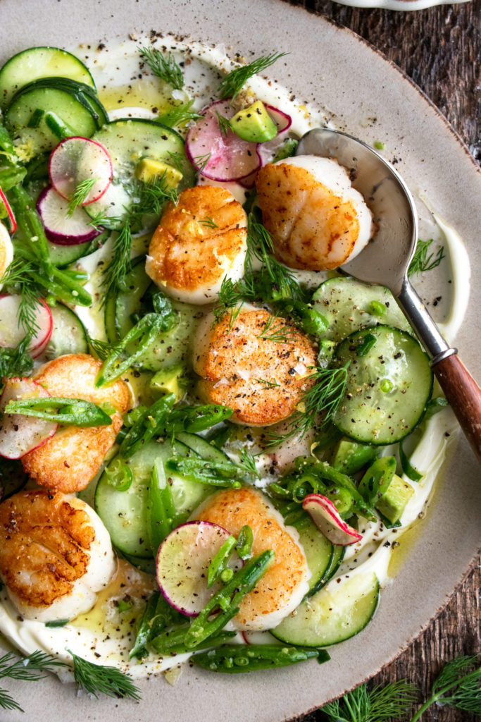 Scallops with Cucumber Salad