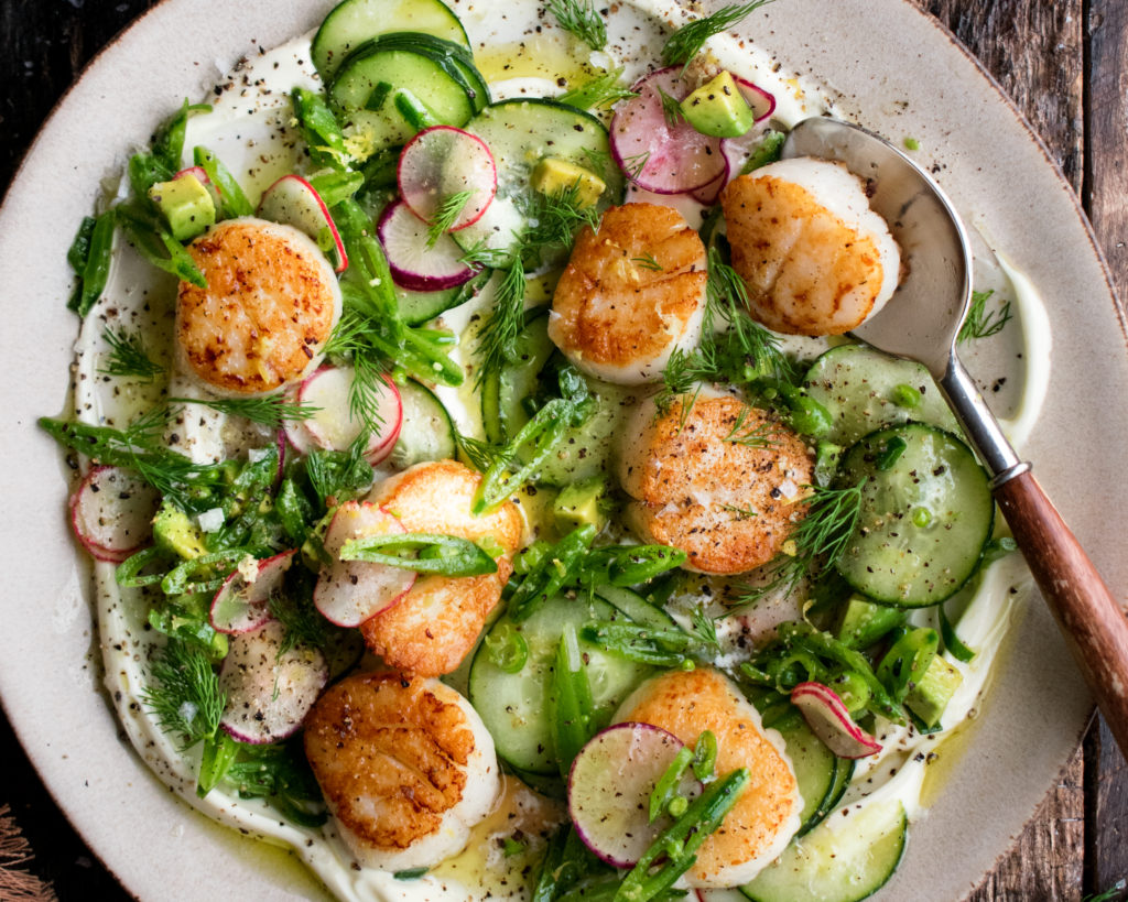 Scallops with Cucumber Salad