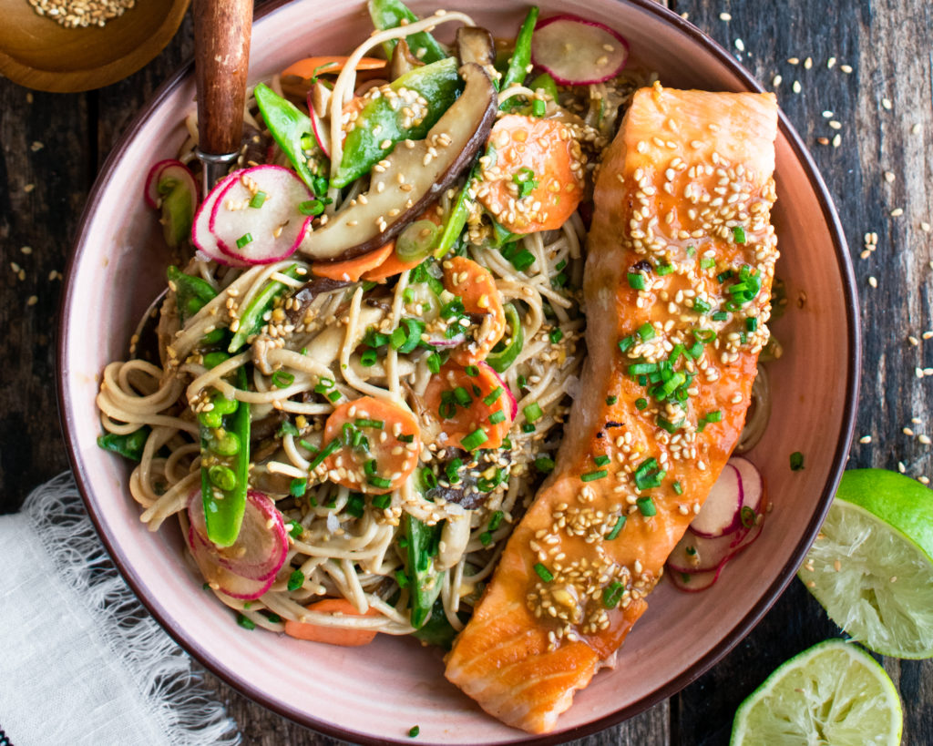 Soba Noodle Salad with Salmon