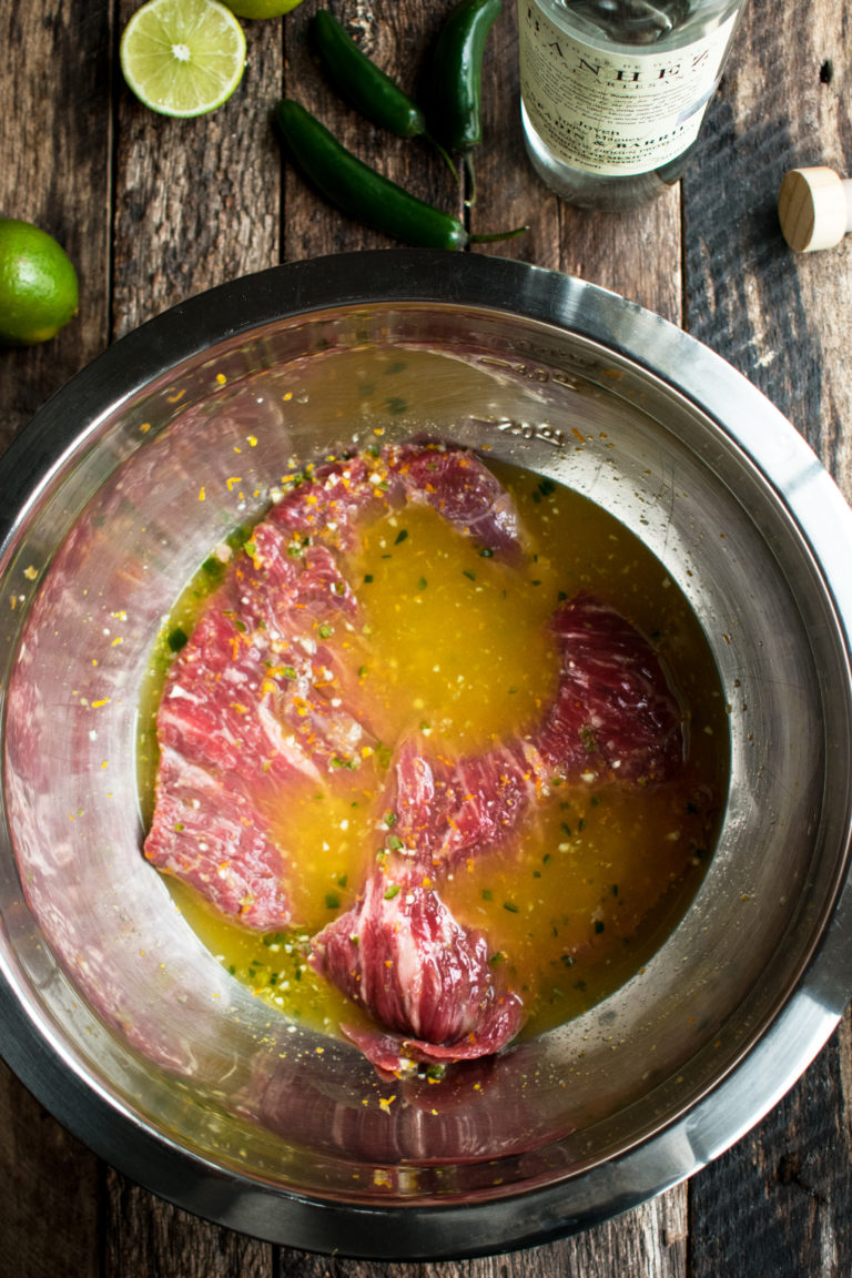 MezcalMarinated Skirt Steak with Grilled Pineapple Salsa The