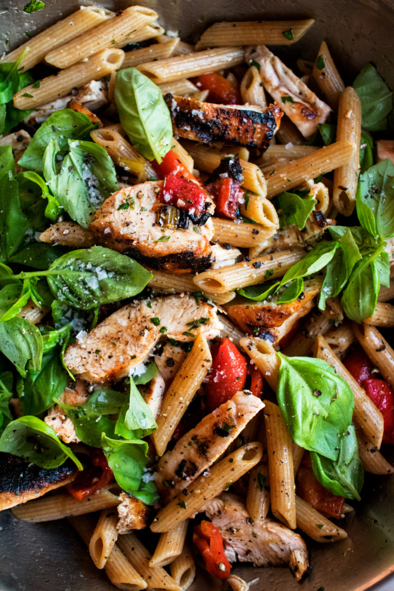 Weeknight Grilled Chicken Pasta Salad with Balsamic Vinaigrette The