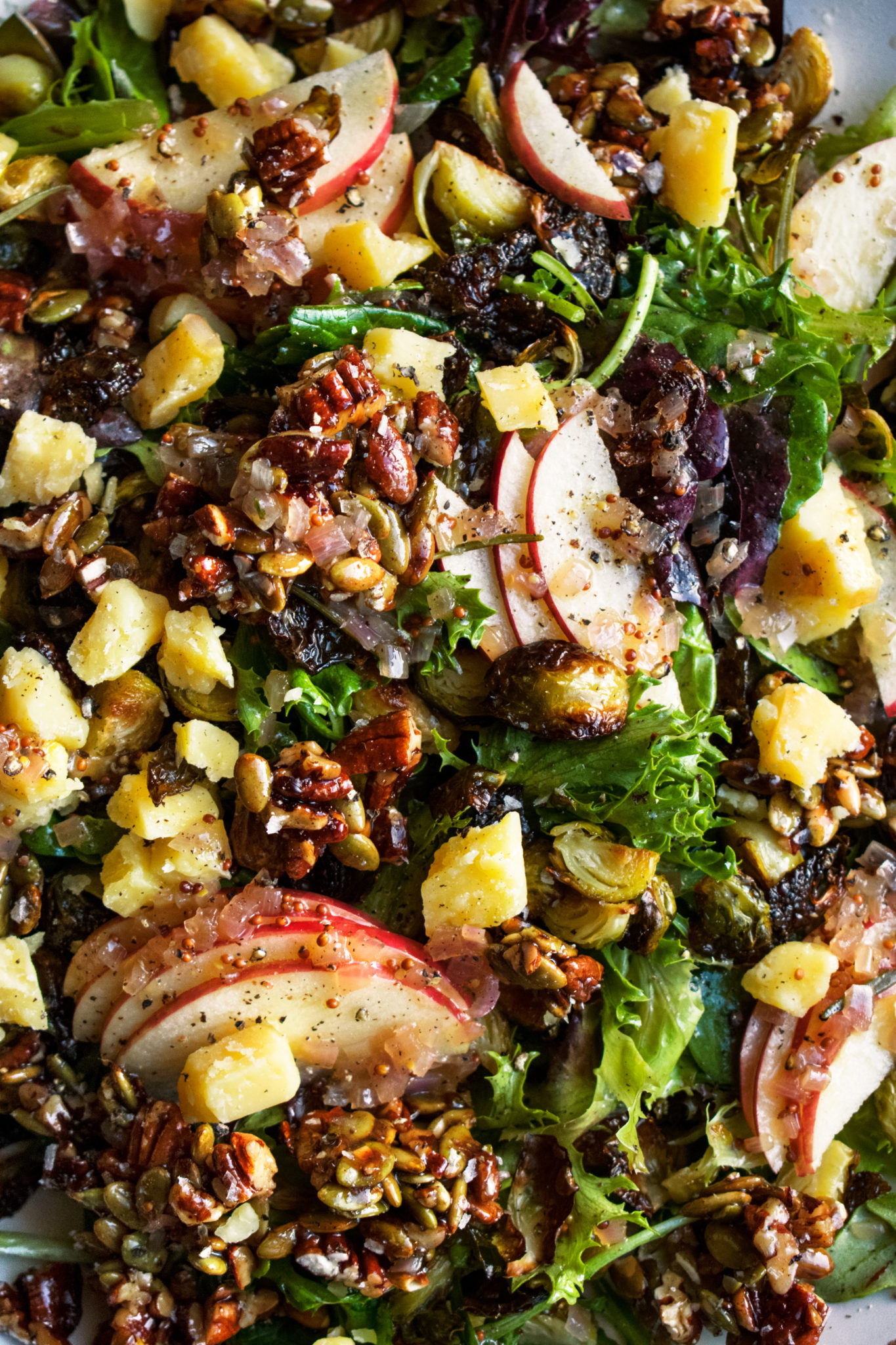 Roasted Brussels Sprout Salad with Rosemary Cider Vinaigrette The