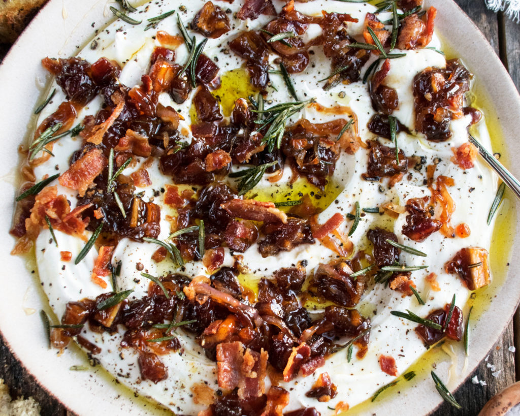 Whipped Goat Cheese with Bacon & Dates