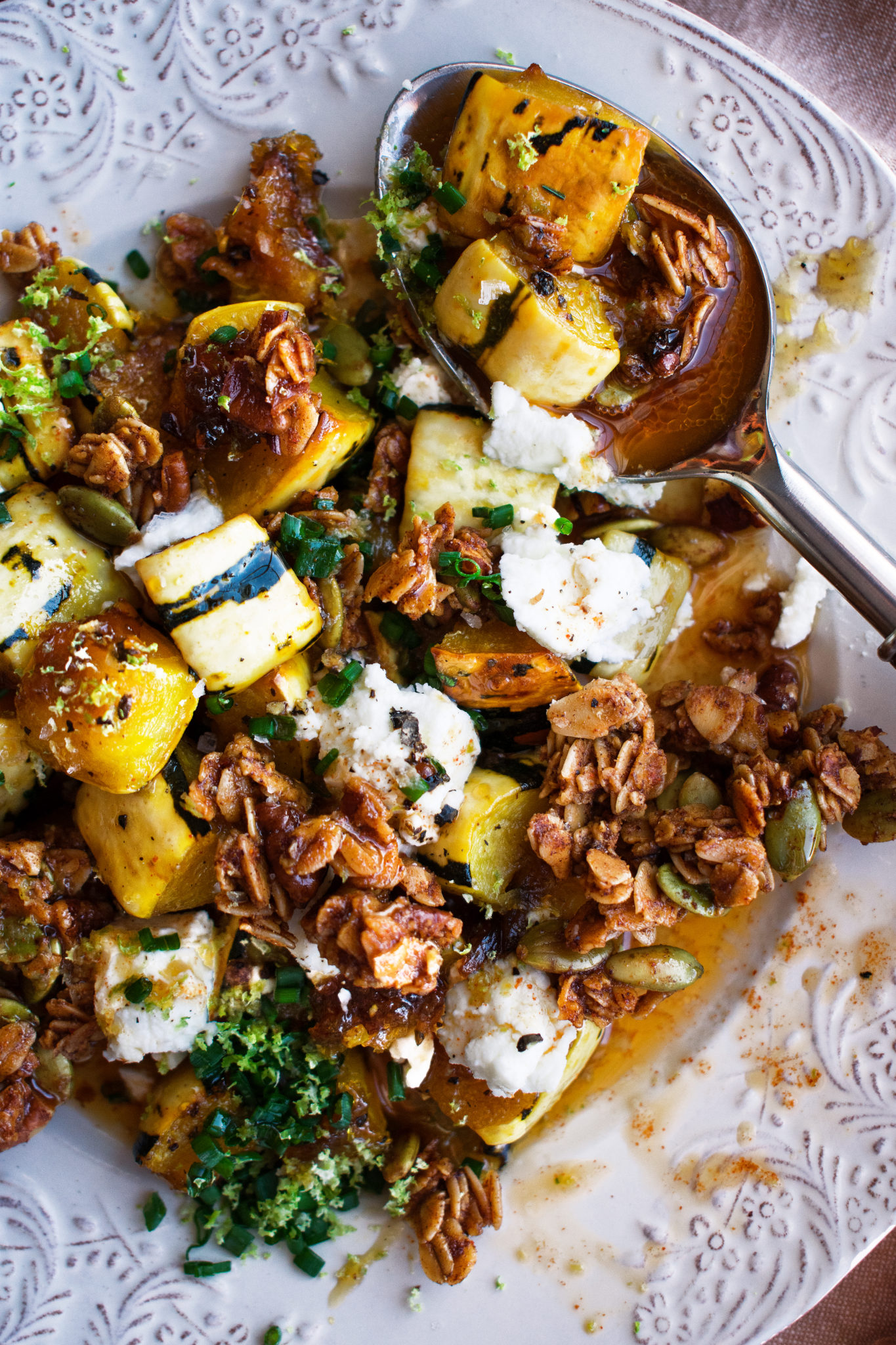 Maple Roasted Delicata Squash with Goat Cheese & Savory Granola - The ...