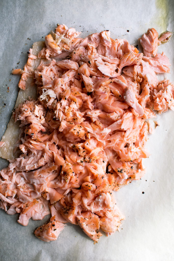 shredded cooked salmon