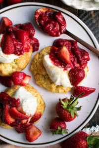 Brown Sugar Strawberry Shortcakes on a plate