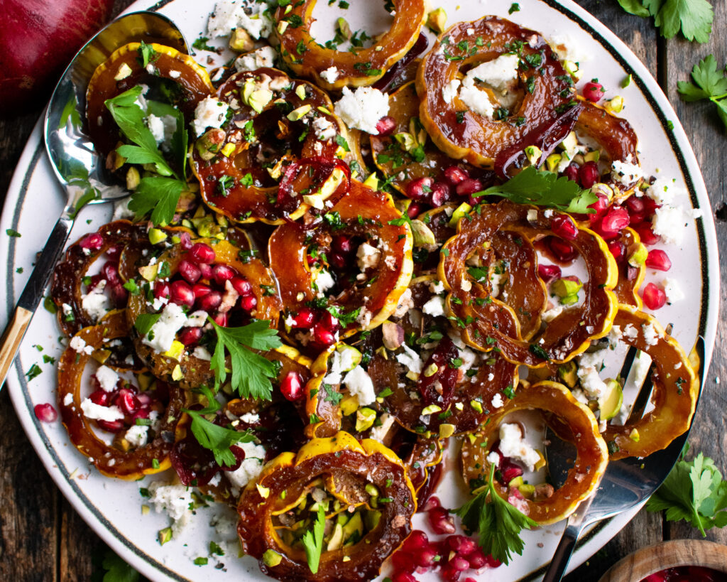 Pomegranate Glazed Delicata Squash