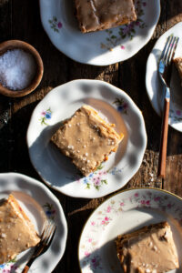 five Spiced Apple Pecan Blondies on individual plates