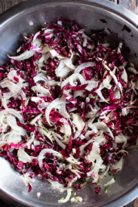 radicchio and fennel in a mixing bowl