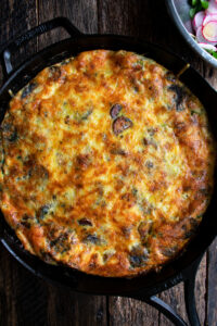 golden, baked potato & gruyère frittata right out of the oven
