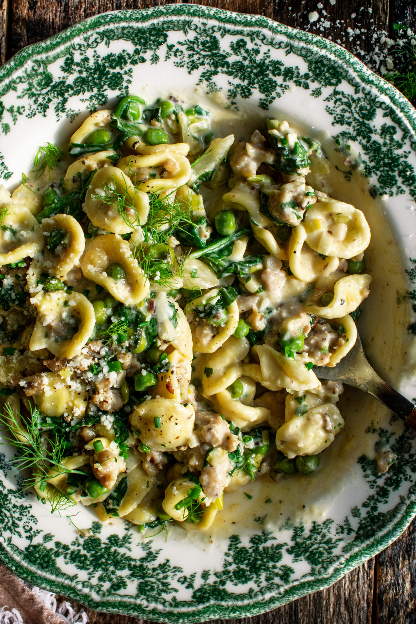 Creamy Orecchiette with Chicken Sausage & Spring Vegetables The