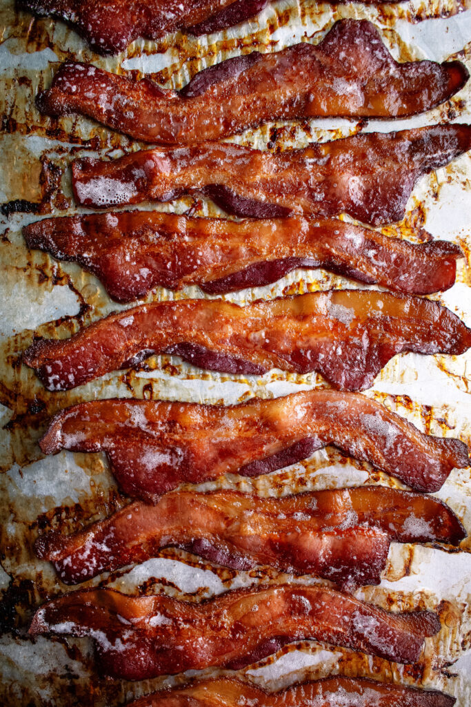 cooked bacon on a sheet pan