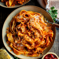 Creamy Calabrian Chili Pappardelle with Sausage &amp; Fennel