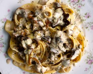 a plate of Creamy Mushroom Pappardelle