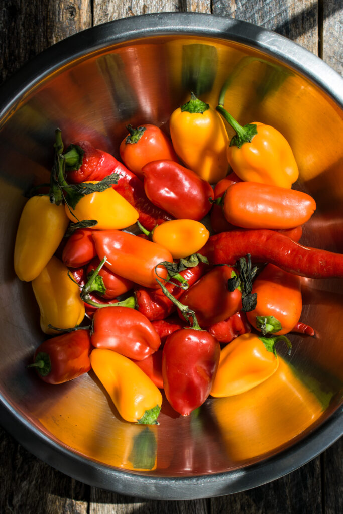 sweet peppers in a bowl