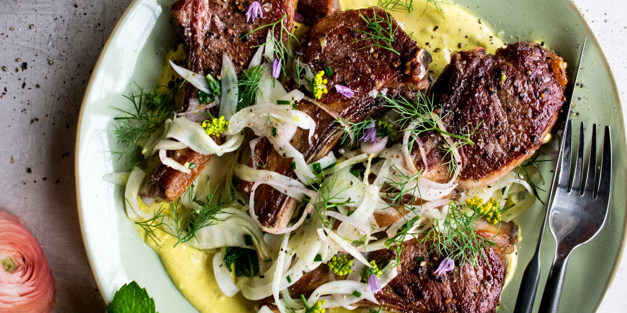 Lamb Chops with Fennel Slaw