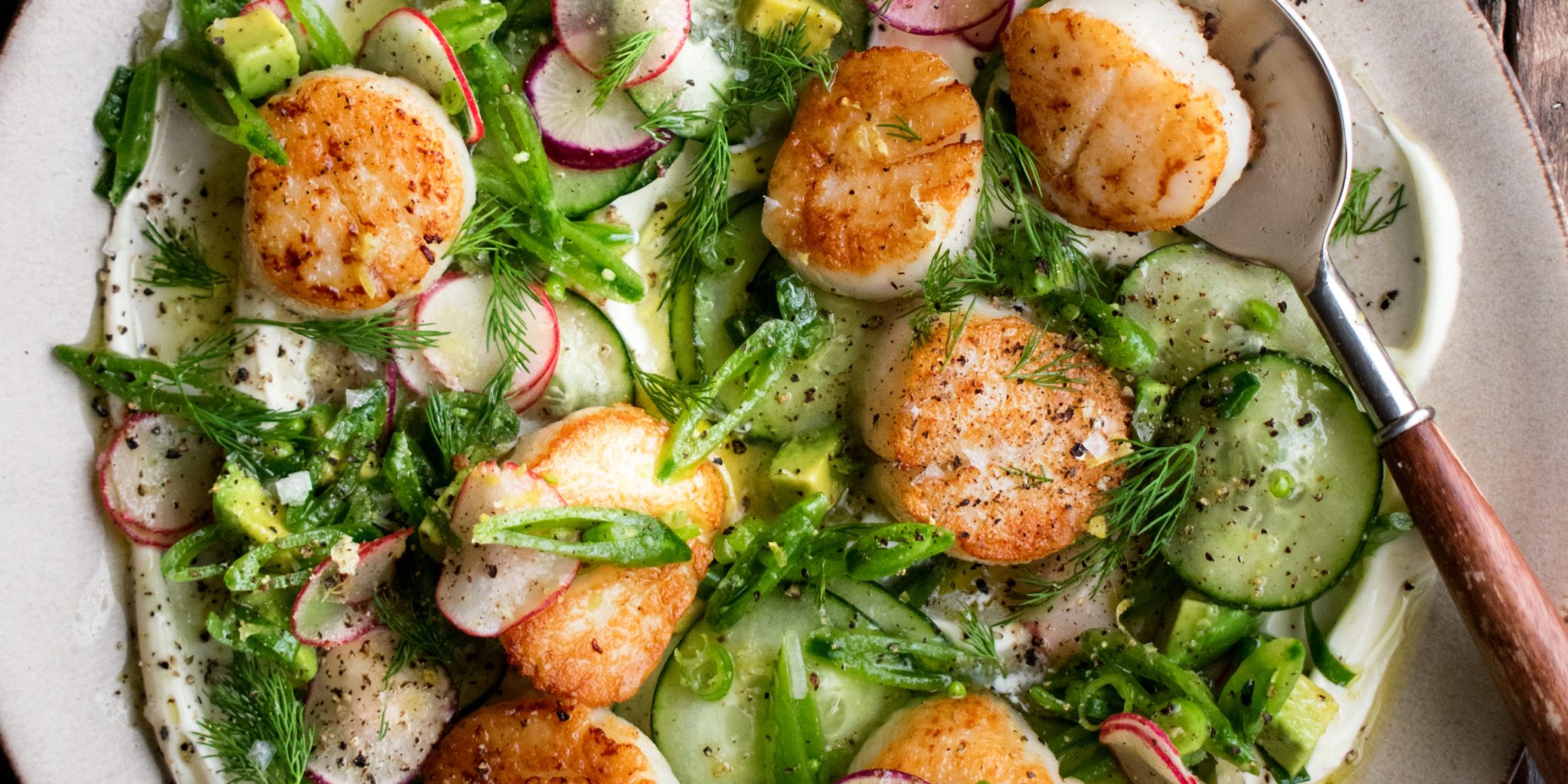 Scallops with Cucumber Salad